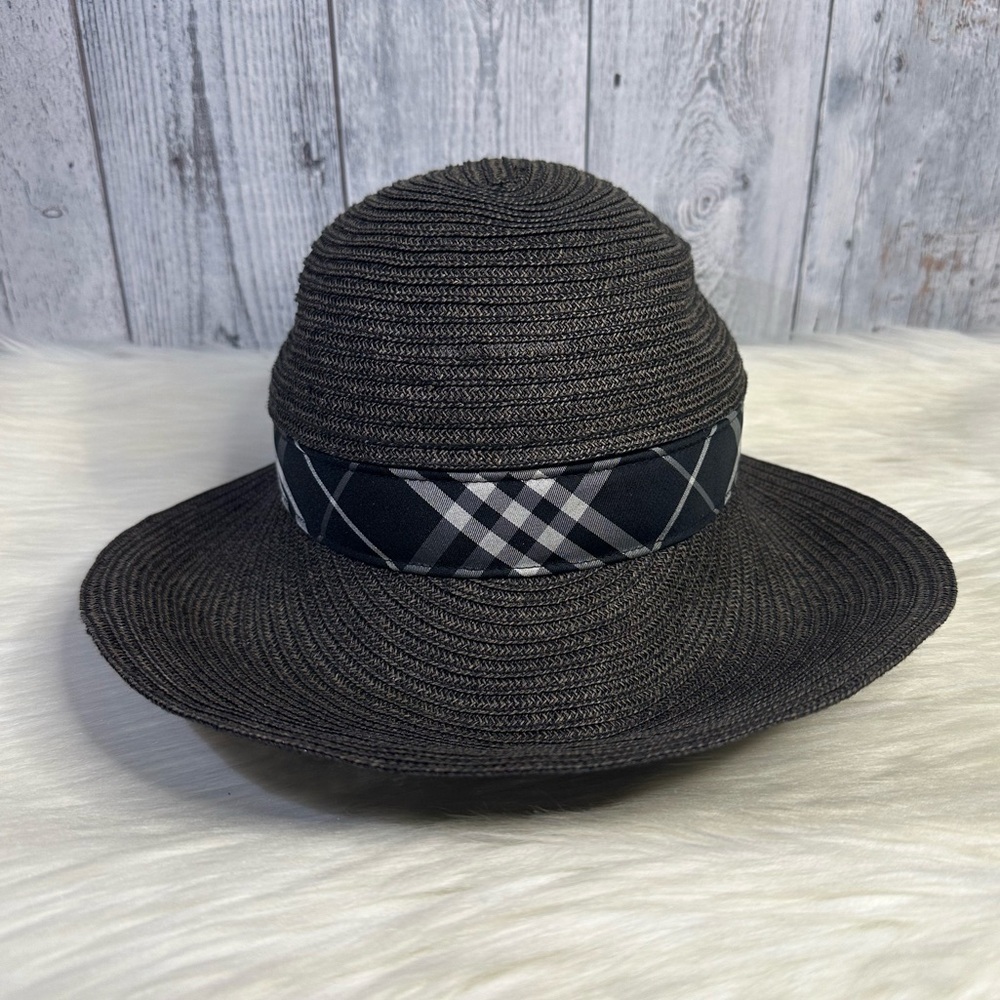 BURBERRY straw two way hat in black
